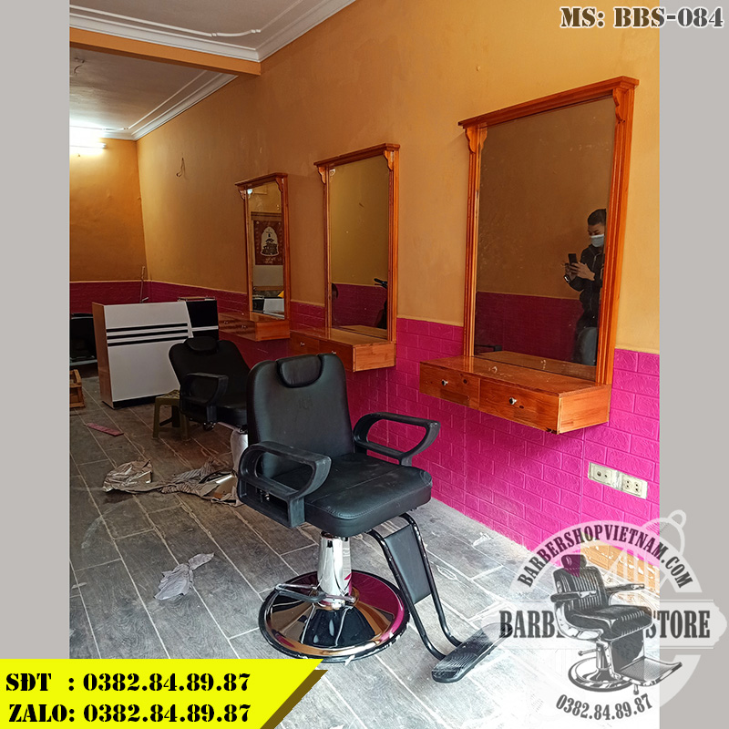 Combo ghế cắt tóc BBS-084 + gương barber shop